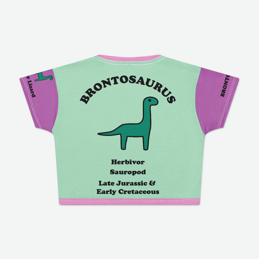 Brontosaurus Three Tone | cropped T-shirt | Womens Crop T-shirt - Simple and Bold Dinosaurs!